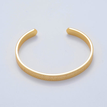 18K Gold Filled Geometric Line Engraved Wide Cuff Bracelet | WA-3294