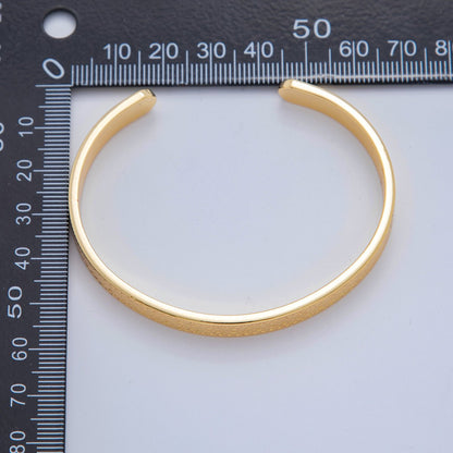 18K Gold Filled Geometric Line Engraved Wide Cuff Bracelet | WA-3294