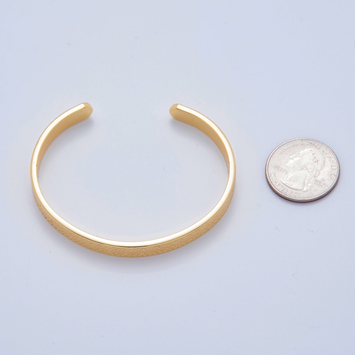 18K Gold Filled Geometric Line Engraved Wide Cuff Bracelet | WA-3294
