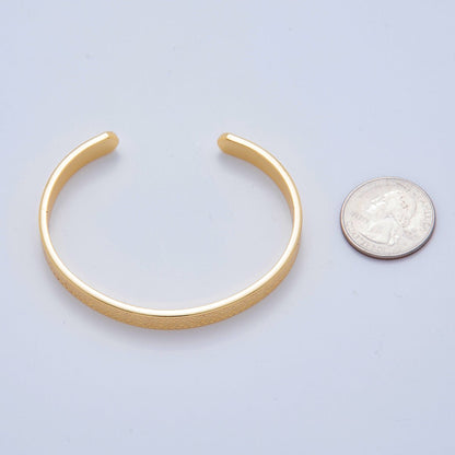 18K Gold Filled Geometric Line Engraved Wide Cuff Bracelet | WA-3294
