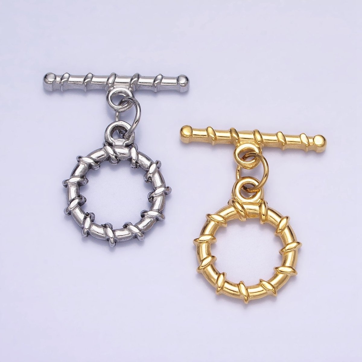 18K Gold Filled Geometric Tie Toggle Clasps in Gold &amp; Silver | Z-299 Z-300
