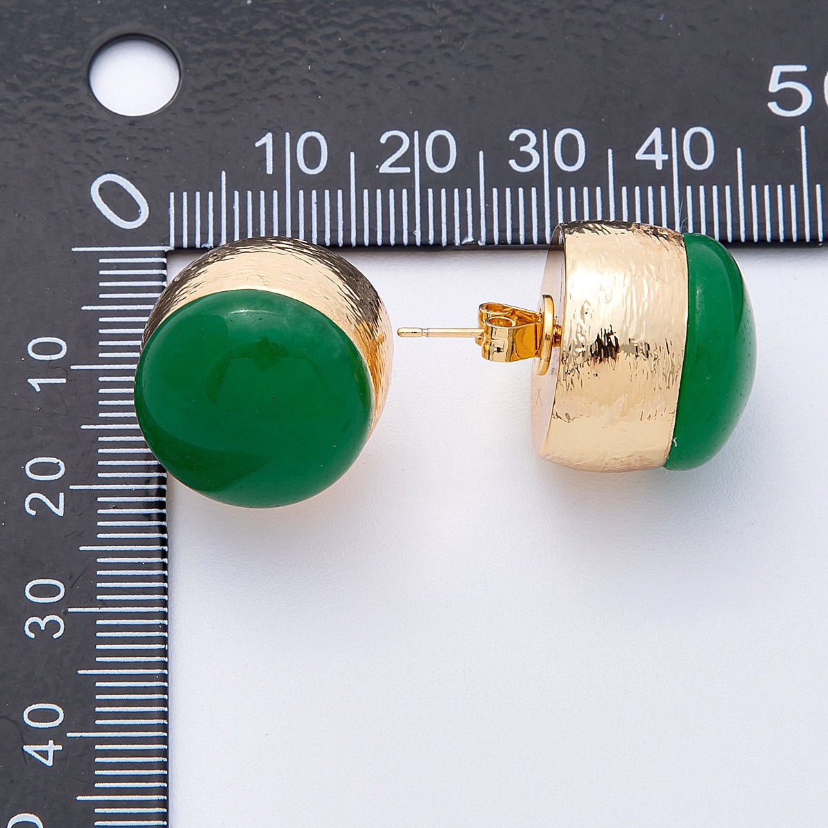 18K Gold Filled Green Aventurine Round Stud Earrings | EARRINGS-00260