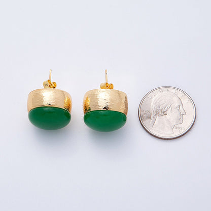 18K Gold Filled Green Aventurine Round Stud Earrings | EARRINGS-00260