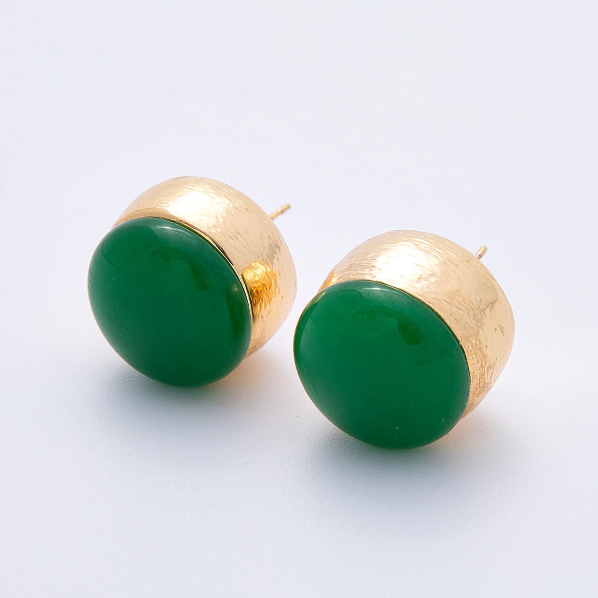 18K Gold Filled Green Aventurine Round Stud Earrings | EARRINGS-00260