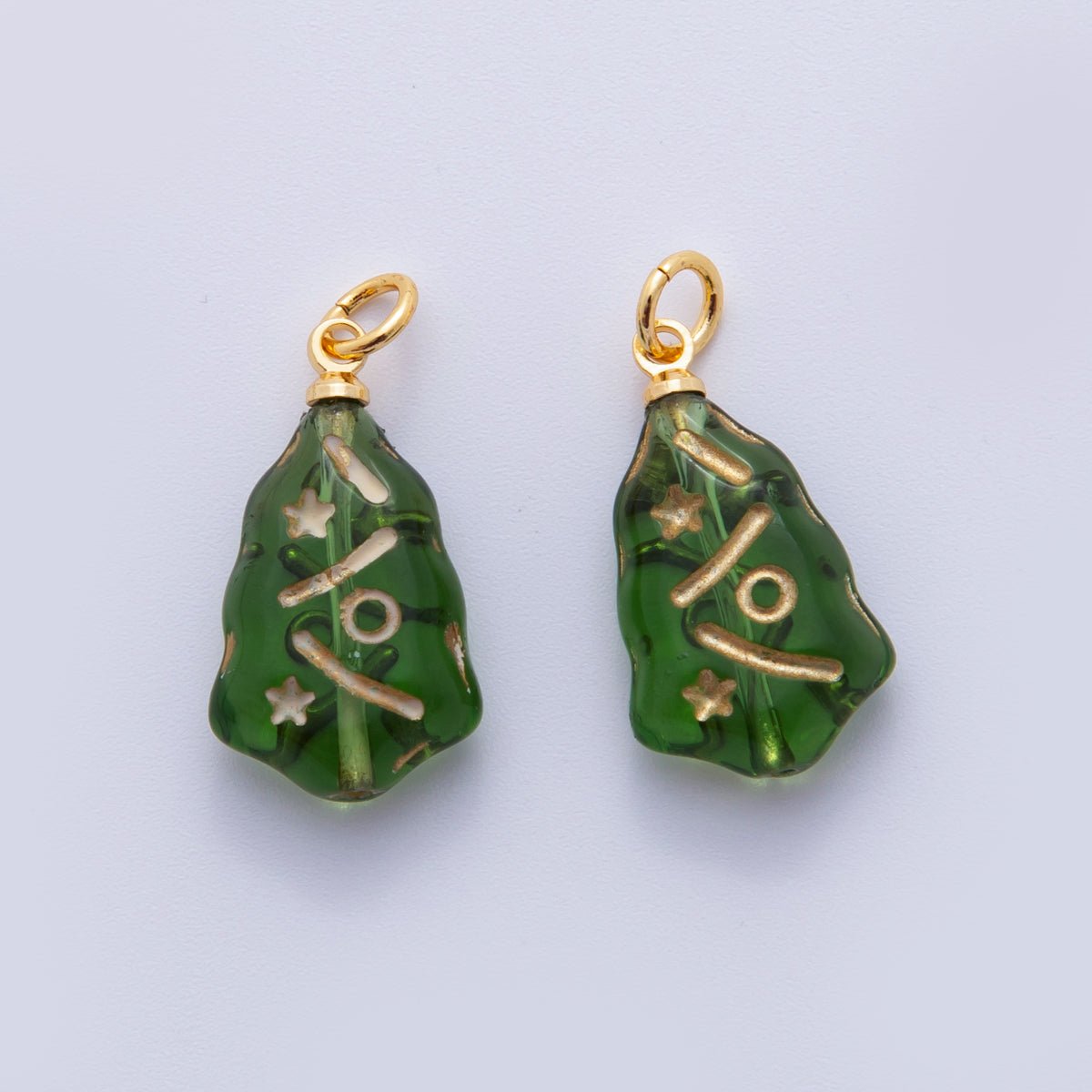 18K Gold Filled Green Gold-Lined Acrylic Geometric Charm | N301