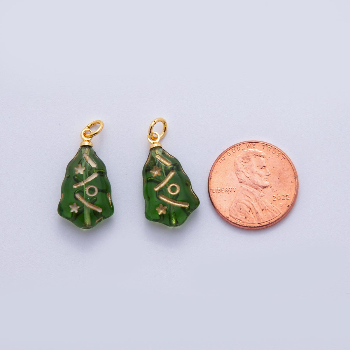 18K Gold Filled Green Gold-Lined Acrylic Geometric Charm | N301