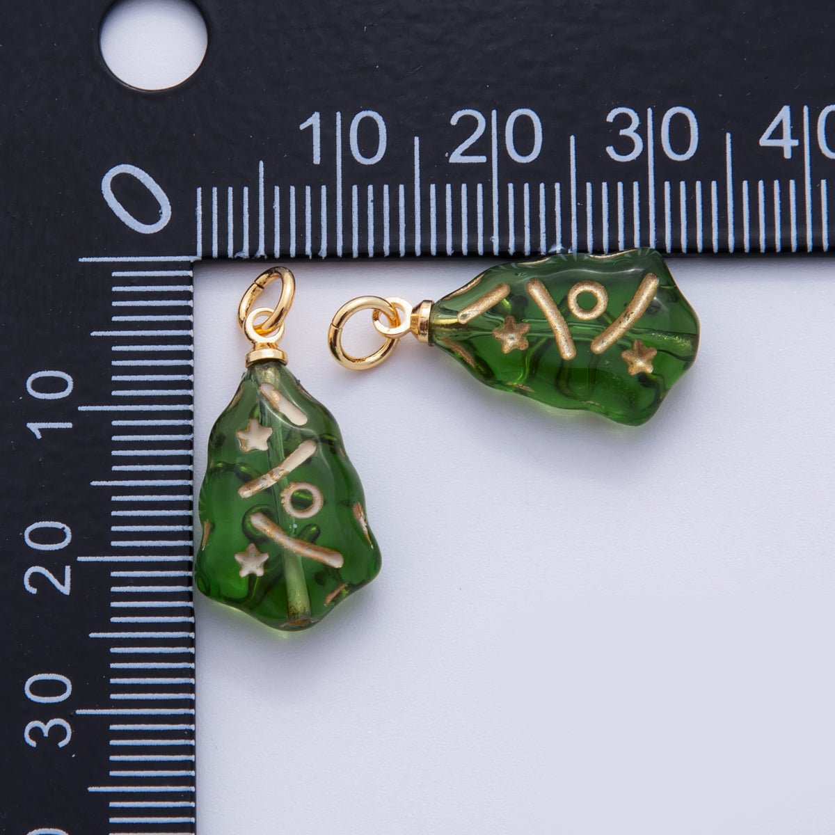 18K Gold Filled Green Gold-Lined Acrylic Geometric Charm | N301