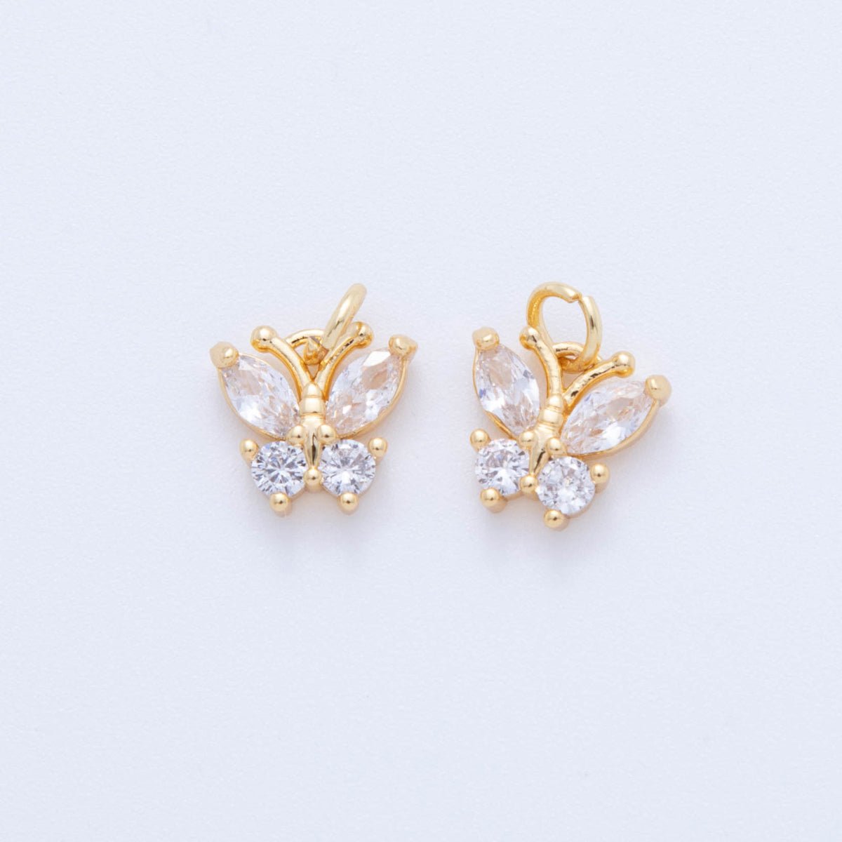 18K Gold Filled Green, Pink, Clear CZ Butterfly Insect Charm | C773
