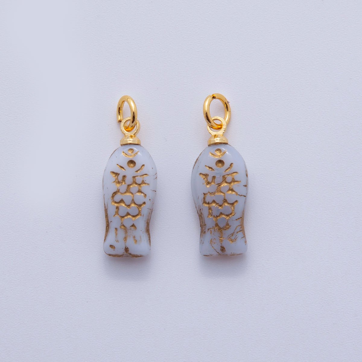 18K Gold Filled Grey Scaled Fish Mini Charm | M874