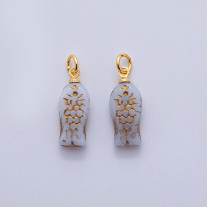 18K Gold Filled Grey Scaled Fish Mini Charm | M874