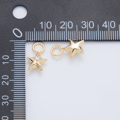 18K Gold Filled Hammered Star CZ Add-On Drop Earring Charm | AF762