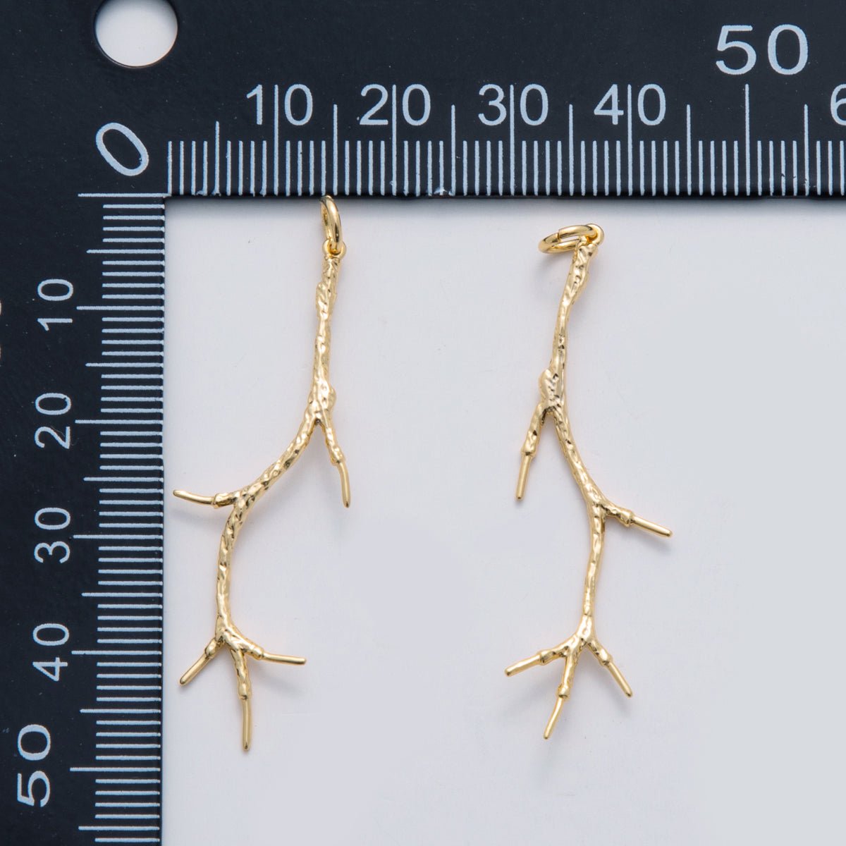 18K Gold Filled Hammered Tree Branch Geometric Charm | C302
