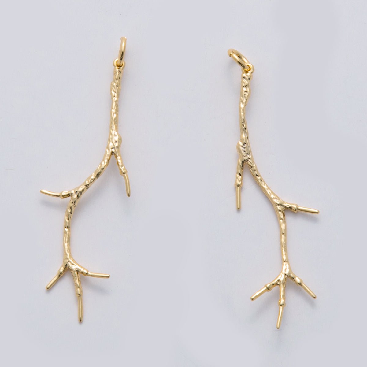 18K Gold Filled Hammered Tree Branch Geometric Charm | C302