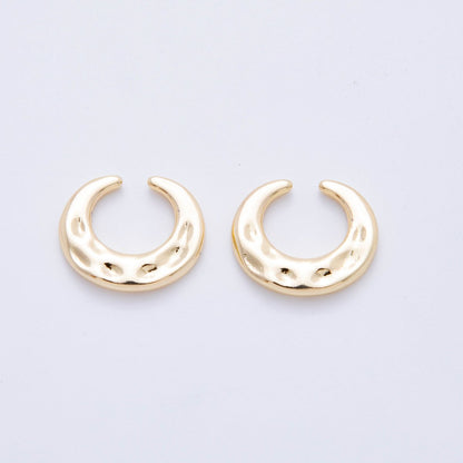 18K Gold Filled Hammered Wide Ear Cuff Earrings in Gold &amp; Silver | AI261