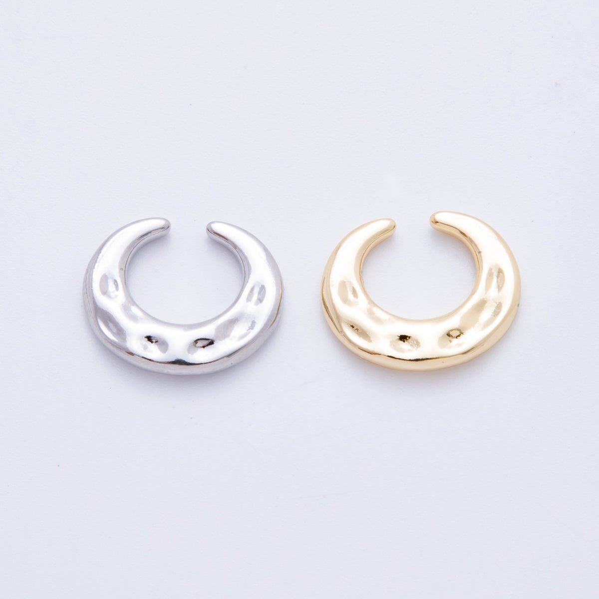 18K Gold Filled Hammered Wide Ear Cuff Earrings in Gold &amp; Silver | AI261