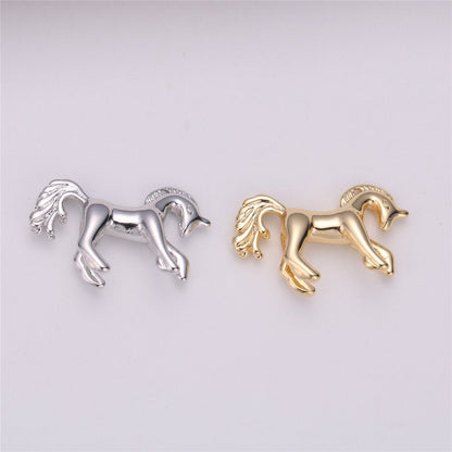 16K Gold Filled Stallion Horse Unicorn Multidimensional 3D Charm in Gold &amp; Silver | C527