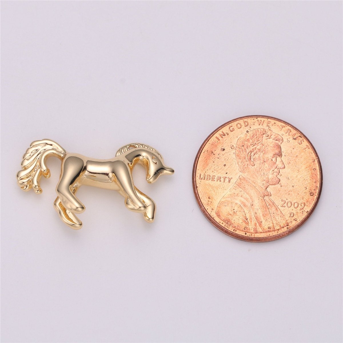 16K Gold Filled Stallion Horse Unicorn Multidimensional 3D Charm in Gold &amp; Silver | C527