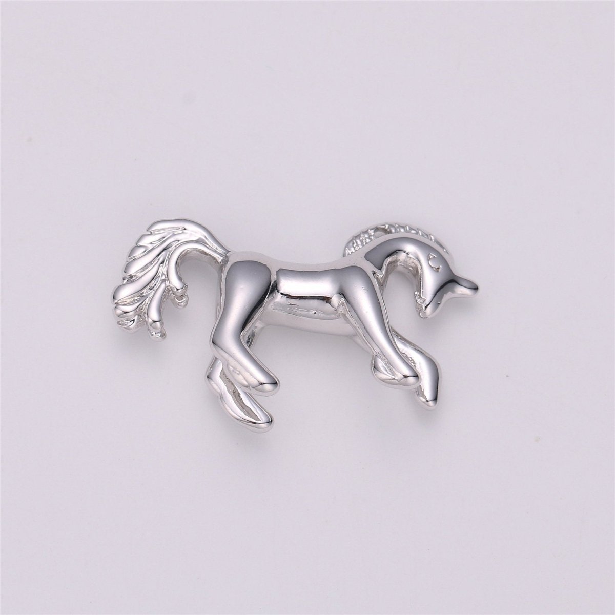 16K Gold Filled Stallion Horse Unicorn Multidimensional 3D Charm in Gold &amp; Silver | C527