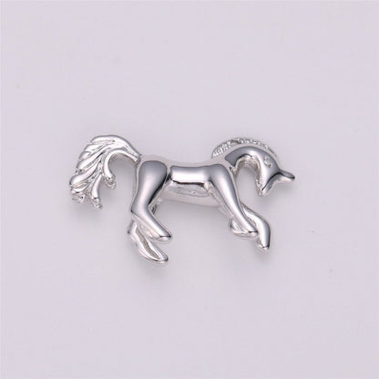 16K Gold Filled Stallion Horse Unicorn Multidimensional 3D Charm in Gold &amp; Silver | C527