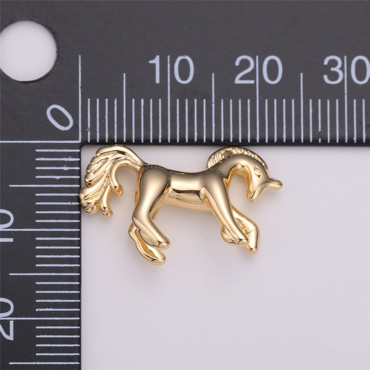 16K Gold Filled Stallion Horse Unicorn Multidimensional 3D Charm in Gold &amp; Silver | C527