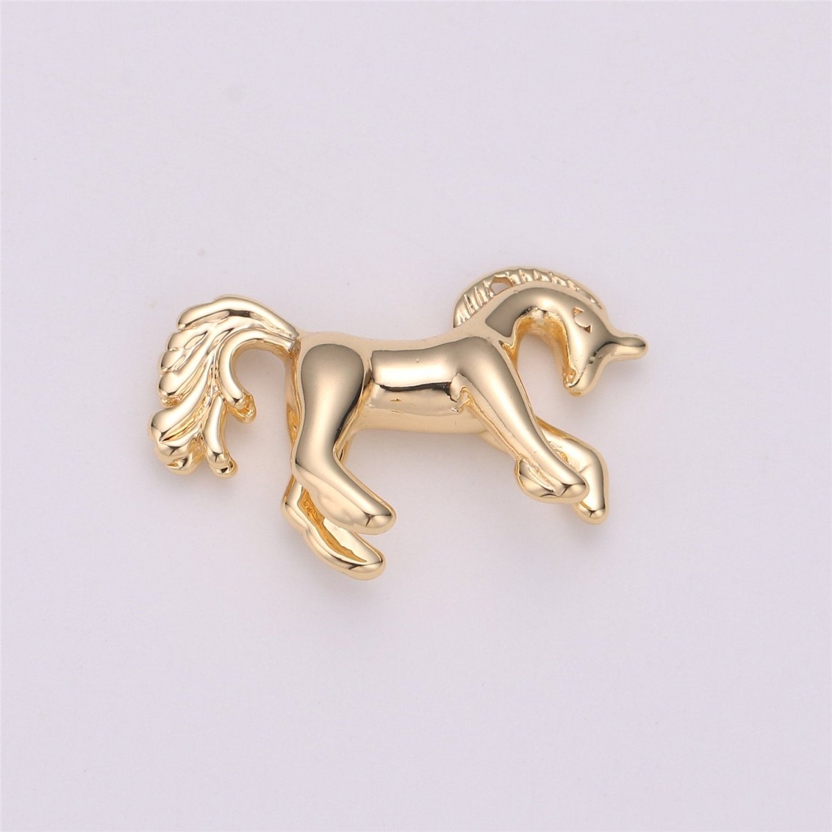 16K Gold Filled Stallion Horse Unicorn Multidimensional 3D Charm in Gold &amp; Silver | C527