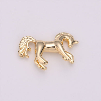 16K Gold Filled Stallion Horse Unicorn Multidimensional 3D Charm in Gold &amp; Silver | C527