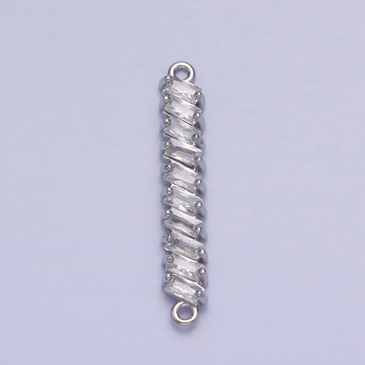 18K Gold Filled Leaning Clear Baguette Lined 23.3mm Connector in Gold &amp; Silver | Y-842