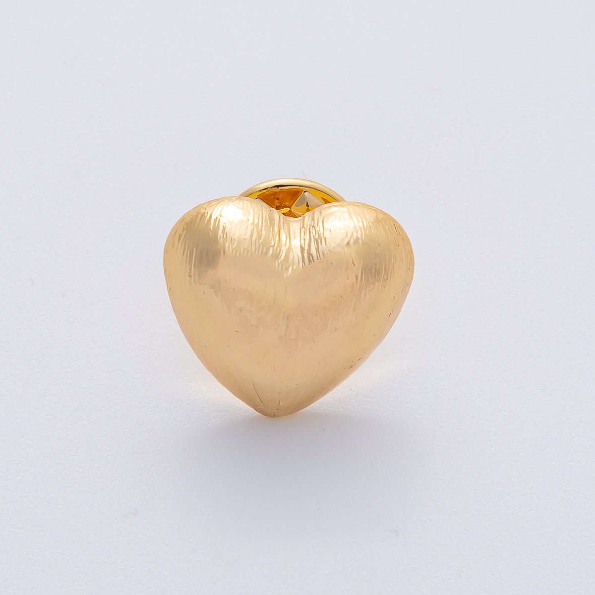 18K Gold Filled Line Textured Chubby Heart Pin Brooch Mini Finding | Z1478
