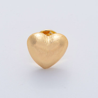18K Gold Filled Line Textured Chubby Heart Pin Brooch Mini Finding | Z1478