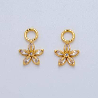 18K Gold Filled Marquise CZ Flower Add-On Drop Earring Charm | AF768