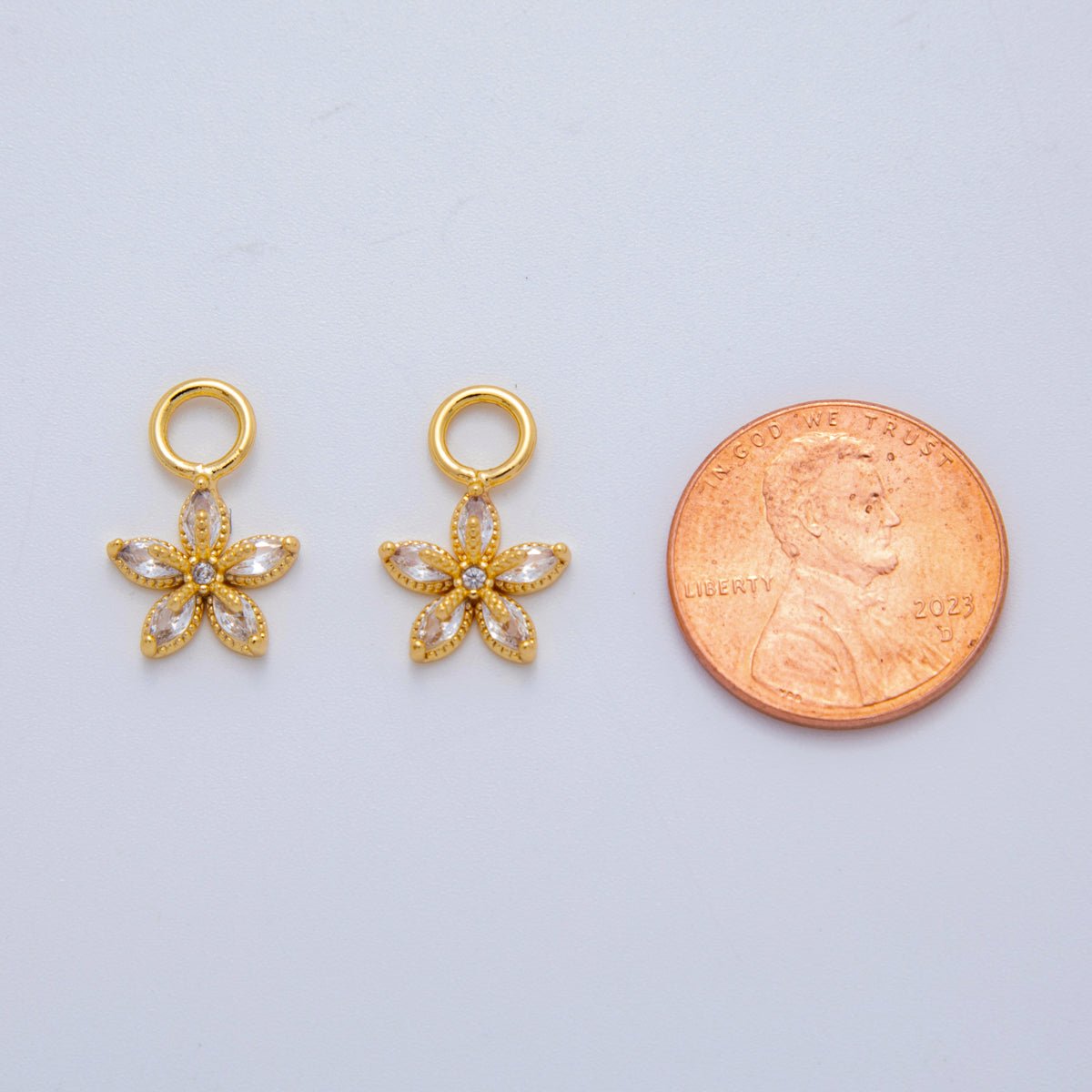 18K Gold Filled Marquise CZ Flower Add-On Drop Earring Charm | AF768