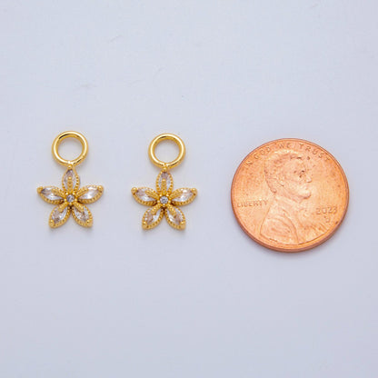 18K Gold Filled Marquise CZ Flower Add-On Drop Earring Charm | AF768