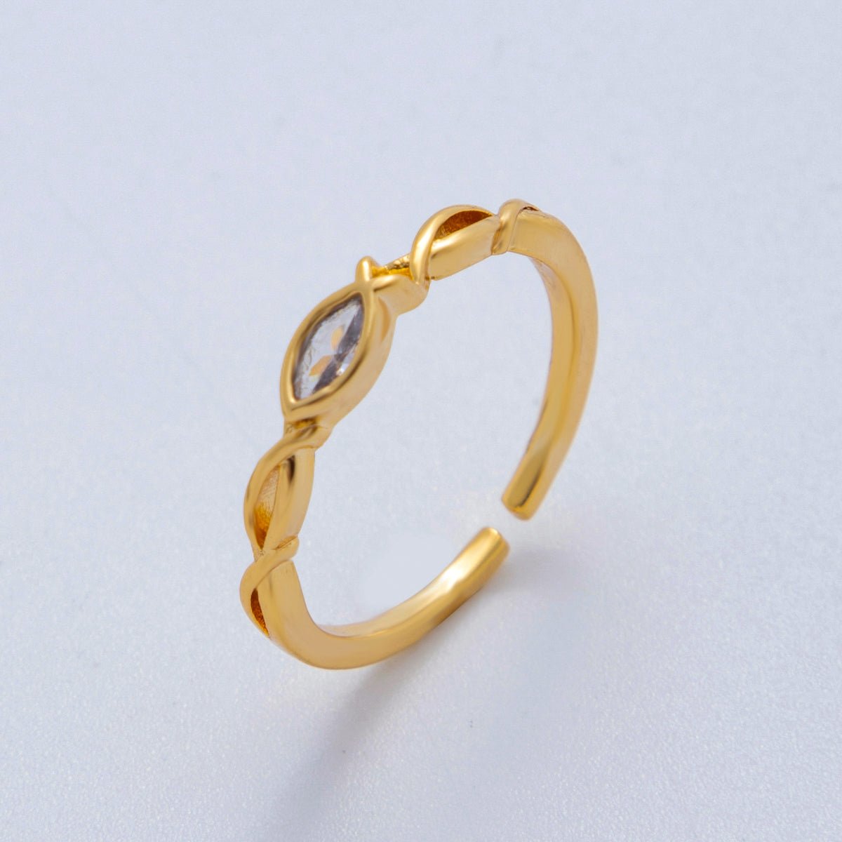 18K Gold Filled Marquise CZ Twisted Thin Ring | O2035
