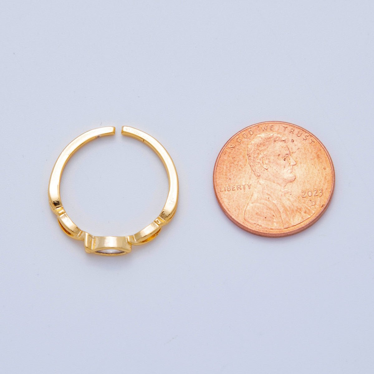18K Gold Filled Marquise CZ Twisted Thin Ring | O2035