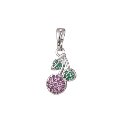 18k Gold Filled Micro Pave CZ Cherry Pendant Charm, Micro Pave CZ Cherry Pendant Charm, Gold Filled Fruit Pendant, For DIY Jewelry I-487 I-523