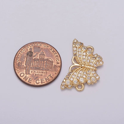 18k Gold Filled Micro Pave Monarch Butterfly Link Connector for Bracelet Necklace Component Y-376 Y-377