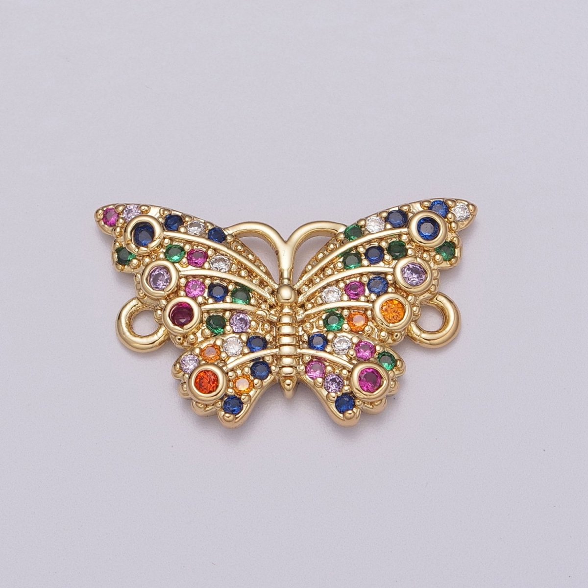 18k Gold Filled Micro Pave Monarch Butterfly Link Connector for Bracelet Necklace Component Y-376 Y-377