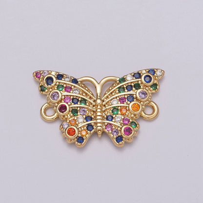 18k Gold Filled Micro Pave Monarch Butterfly Link Connector for Bracelet Necklace Component Y-376 Y-377