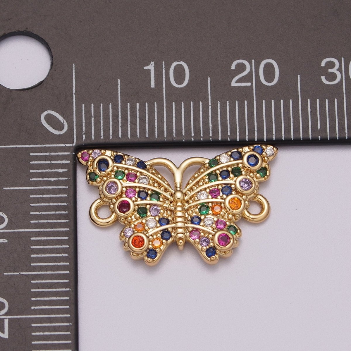 18k Gold Filled Micro Pave Monarch Butterfly Link Connector for Bracelet Necklace Component Y-376 Y-377