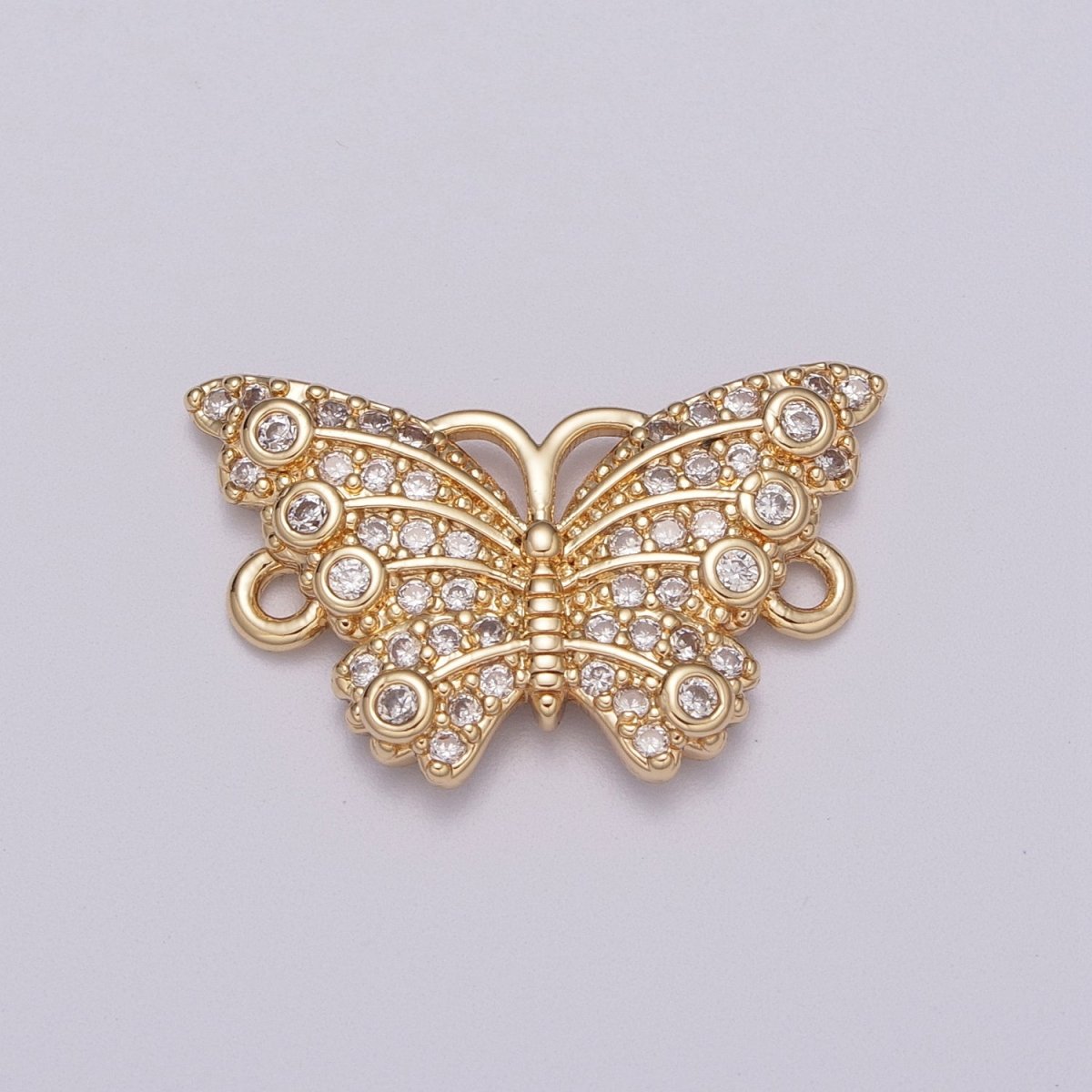 18k Gold Filled Micro Pave Monarch Butterfly Link Connector for Bracelet Necklace Component Y-376 Y-377