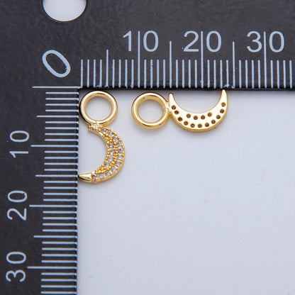 18K Gold Filled Micro Paved Celestial Crescent Moon Add-On Drop Earring Charm | AF774
