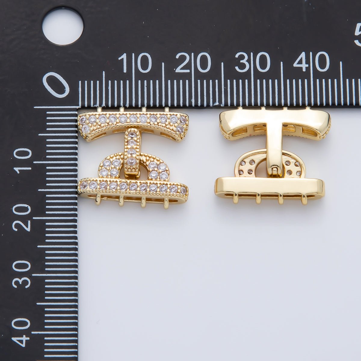 18K Gold Filled Micro Paved CZ 19mm Detangler Finding | Z1464