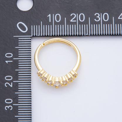 18K Gold Filled Micro Paved CZ Gradient Curved Chevron Adjustable Ring | O2251