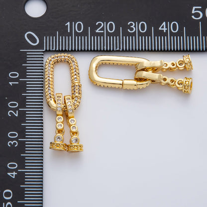 18K Gold Filled Micro Paved CZ Bezel Oblong End Cap Closure Finding Set | Z1469