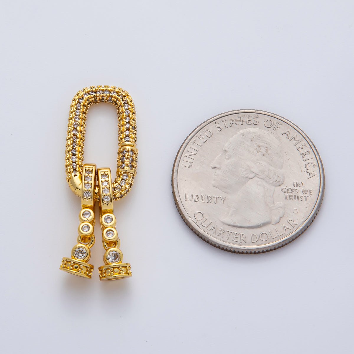 18K Gold Filled Micro Paved CZ Bezel Oblong End Cap Closure Finding Set | Z1469