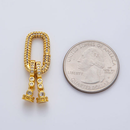 18K Gold Filled Micro Paved CZ Bezel Oblong End Cap Closure Finding Set | Z1469