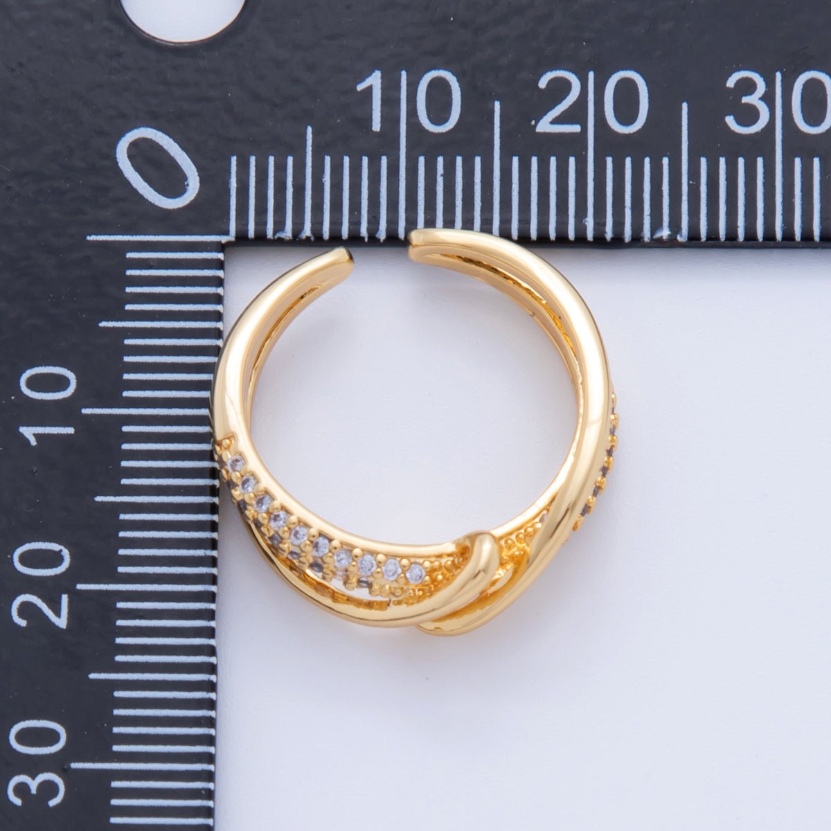 18K Gold Filled Micro Paved CZ Coil Double Band Ring | O1727