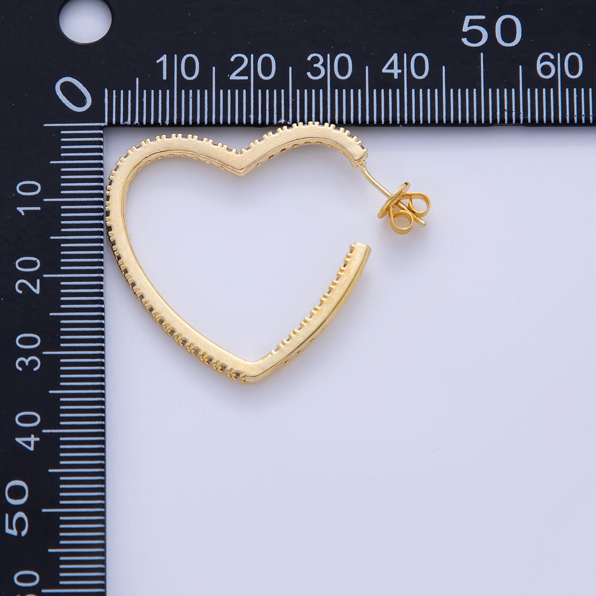 18K Gold Filled Micro Paved CZ Heart C-Shaped Hoop Earrings in Gold &amp; Silver | AI335 AI334