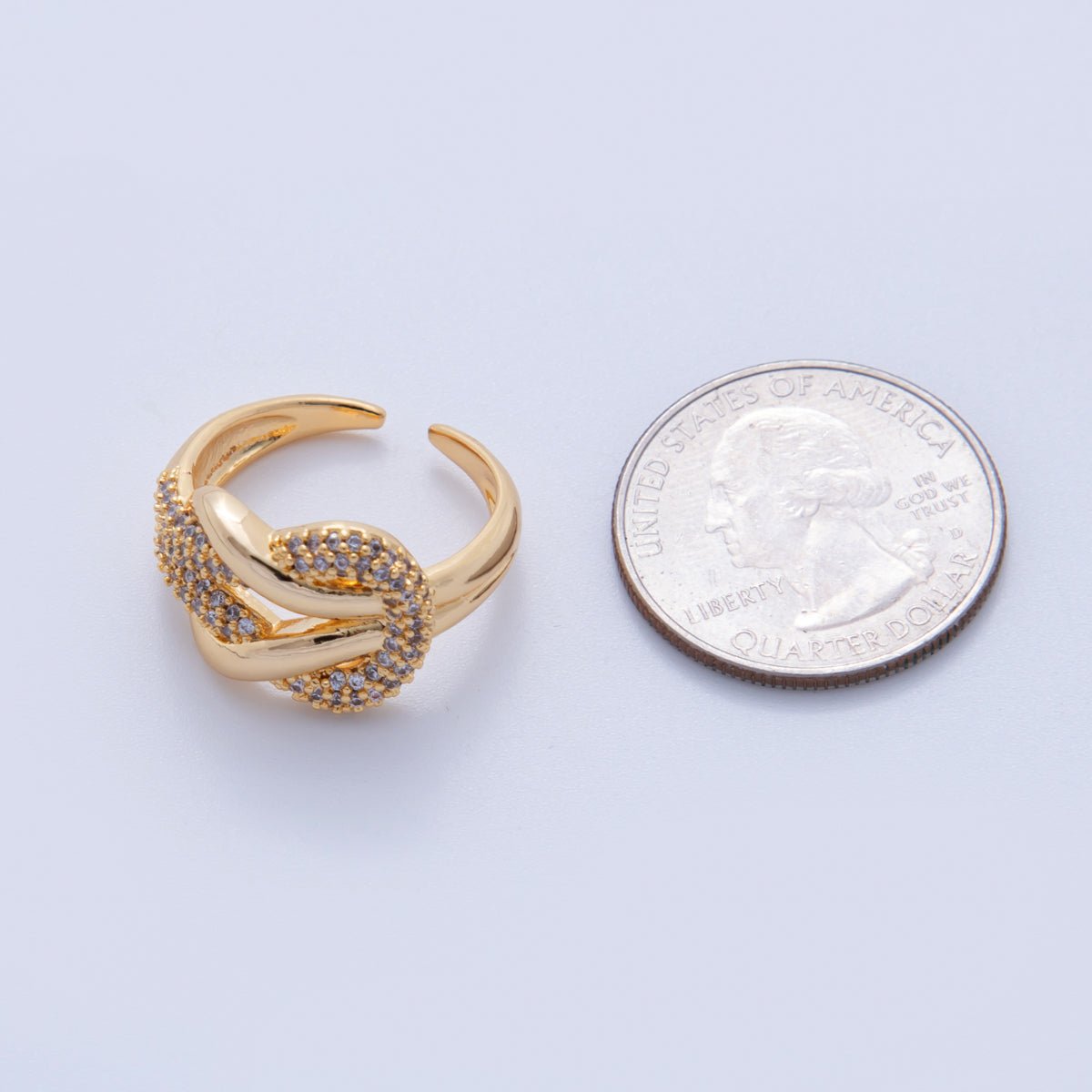 18K Gold Filled Micro Paved CZ Knot Band Ring | O1924