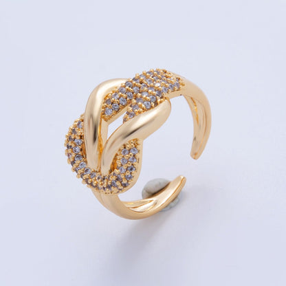 18K Gold Filled Micro Paved CZ Knot Band Ring | O1924